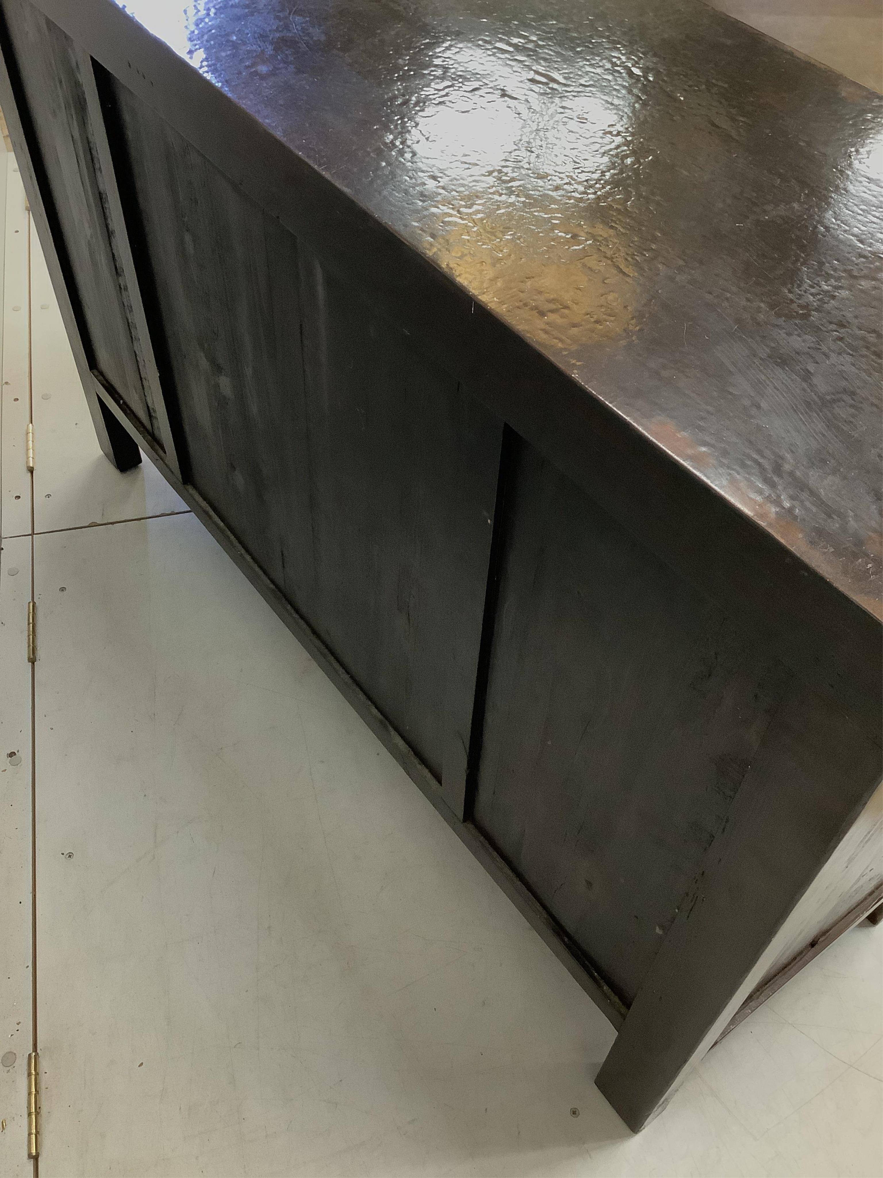 A small Chinese painted sideboard, width 132cm, depth 44cm, height 87cm